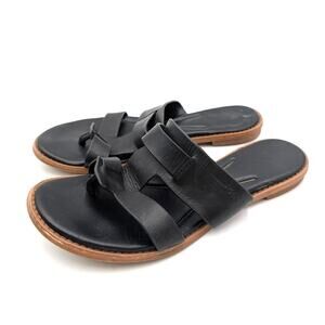 Franco Sarto Gretta Toe Ring Sandals Open Toe Women's Black Leather Sz US8M EU38